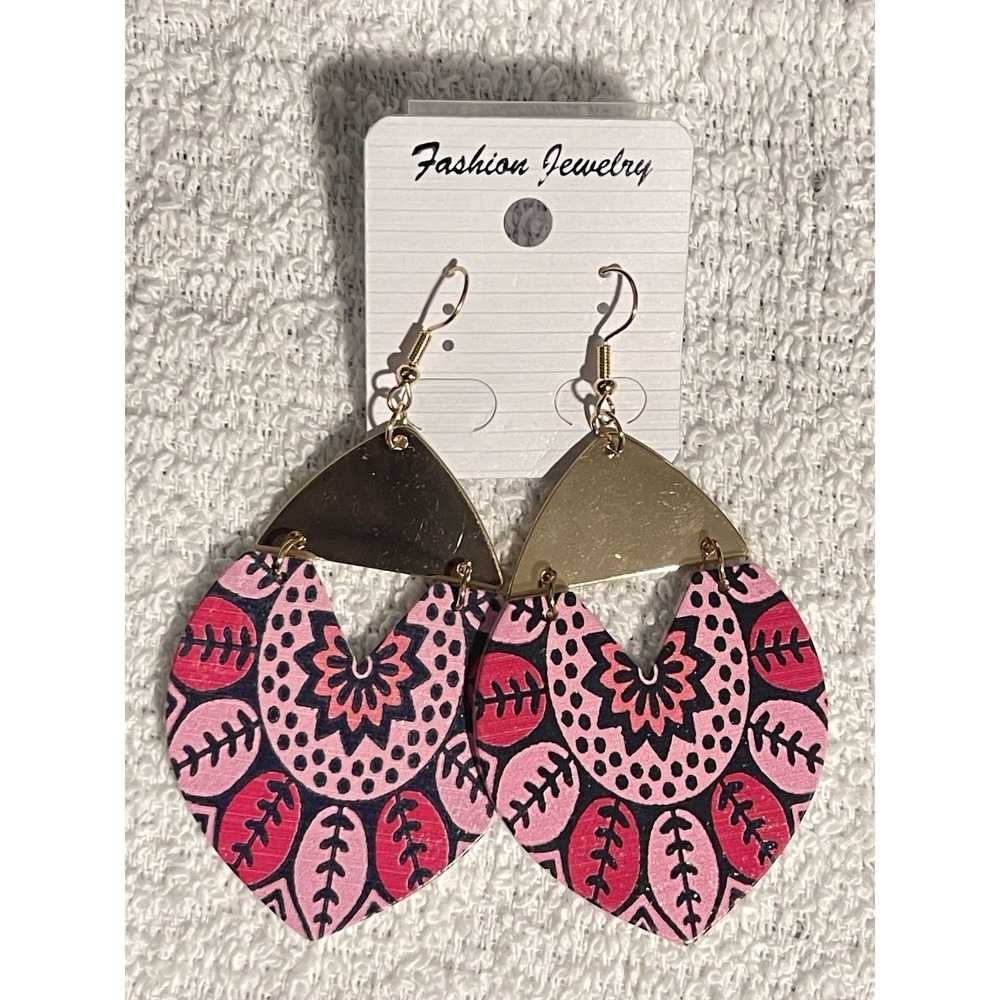Handmade Pink Bohemian‎ Floral Statement Earrings